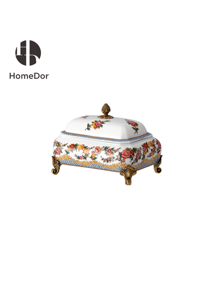 HomeDor Charming Fragrant Flower Pattern Gilded Decor Set