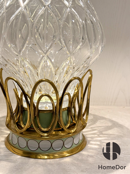 HomeDor Prague Collection Elegant Crystal Glass Green Vase & Bowl Set