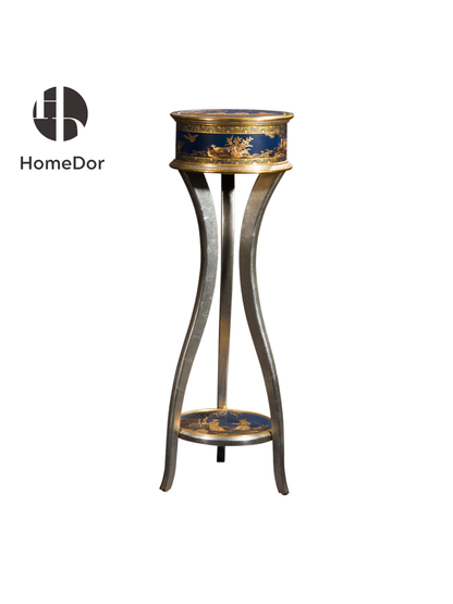 Conjunto de pedestal de tres patas con figuras chinas de la serie HomeDor Royal Blue