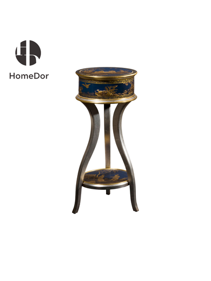 Conjunto de pedestal de tres patas con figuras chinas de la serie HomeDor Royal Blue