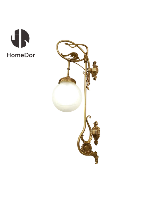 HomeDor Vintage Floral Gilded Globe Wall Sconce