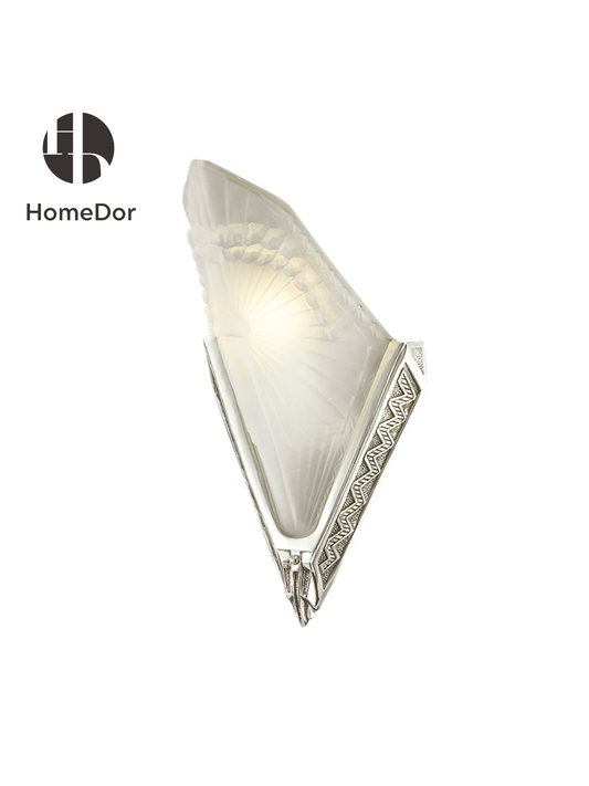 HomeDor Art Deco Silver Geometric Fan Wall Sconce