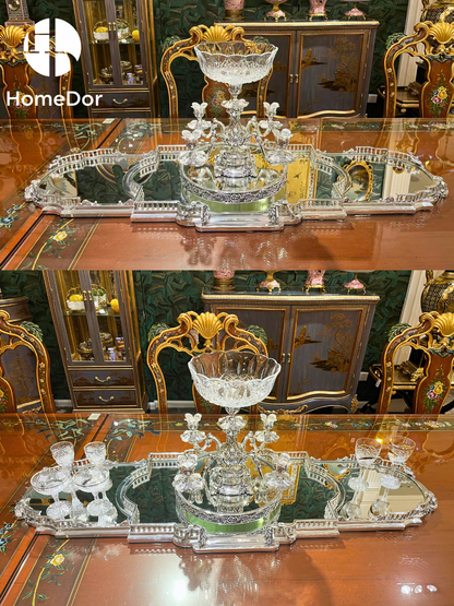 HomeDor  Luxury Silver-Plated Copper Mirror Tray