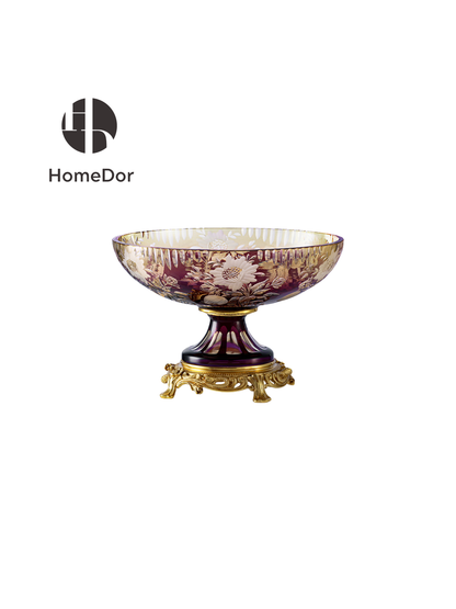 HomeDor Aurora Glass Amethyst Gradient Etched Floral Set