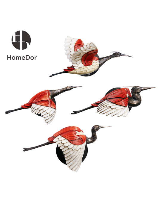 HomeDor × FH&Home | Elegant Flying Crane Wall Sculpture Decor