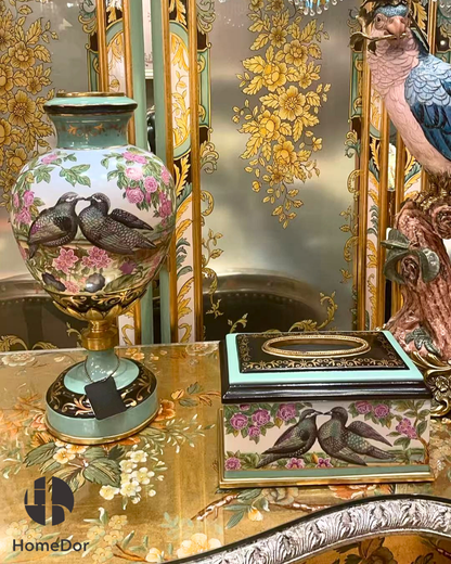 Emerald Garden Lovebirds Decorative Ensemble