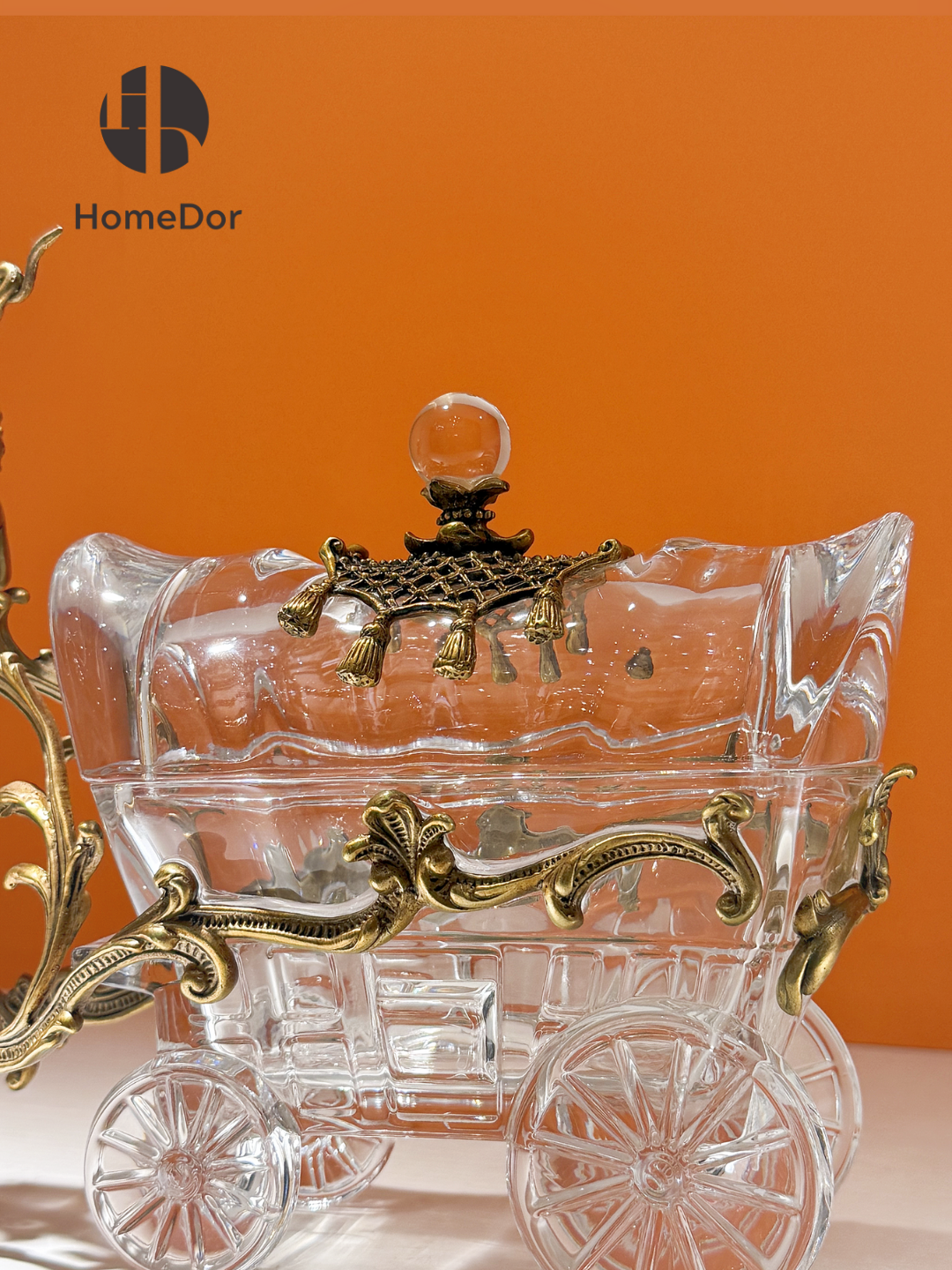 HomeDor HomeDor × FH&Home | Prague Collection Luxury Brass Canister Candy Box with Deer and Cherub Figurine-Decorative Canisters-Style A/L30cm × W8cm × H22cm-