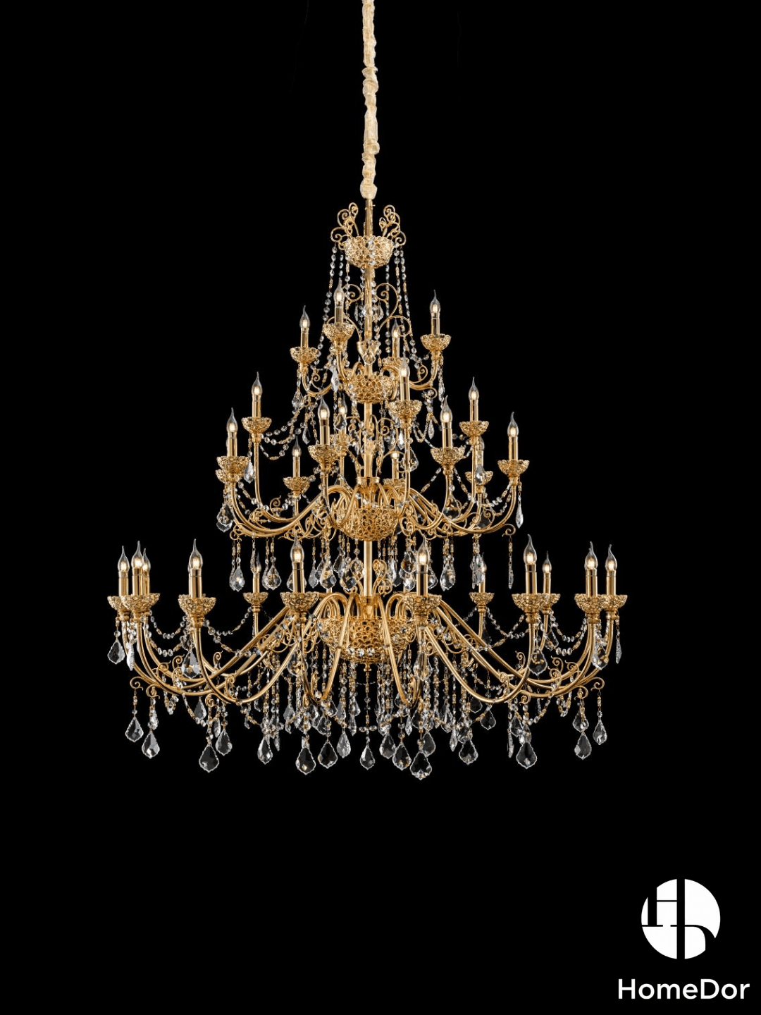 Juego de candelabros de latón de lujo estilo rococó de 24 quilates, lámpara de cristal para comedor.