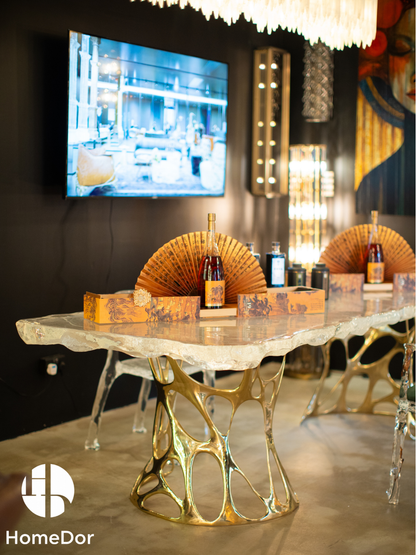 Luxury Tree Grain Glacier Crystal Artistic Long Table by Gordon Gu