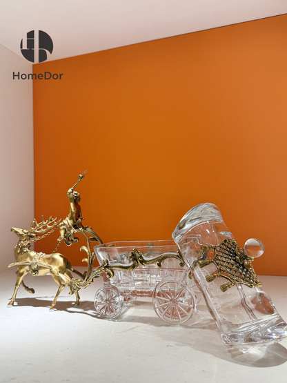 HomeDor HomeDor × FH&Home | Prague Collection Luxury Brass Canister Candy Box with Deer and Cherub Figurine-Decorative Canisters-Style A/L30cm × W8cm × H22cm-