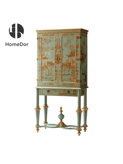 HomeDor × FH&Home | Marlene Series Chinoiserie Inspired Turquoise Cabinet