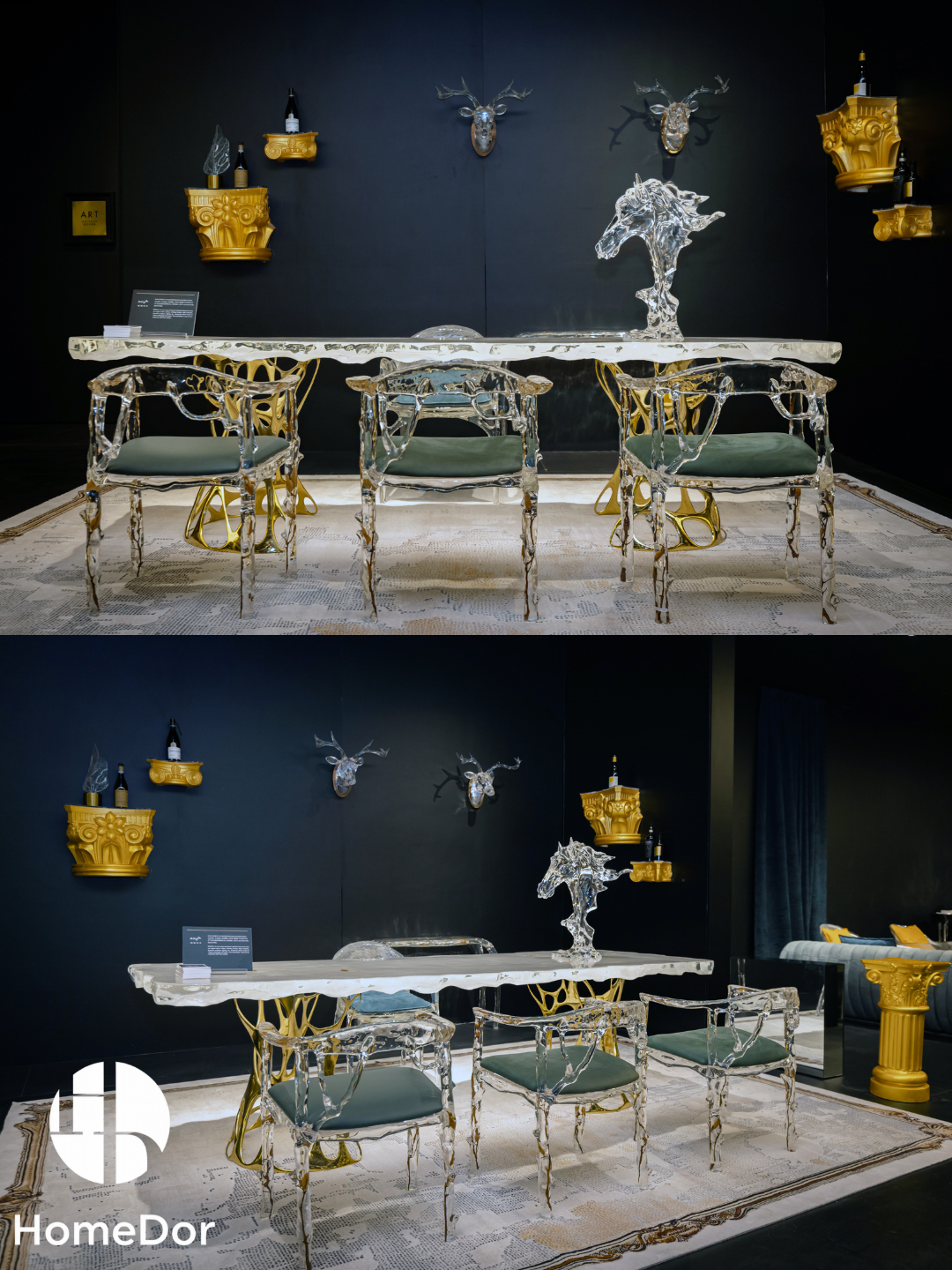 Luxury Tree Grain Glacier Crystal Artistic Long Table by Gordon Gu