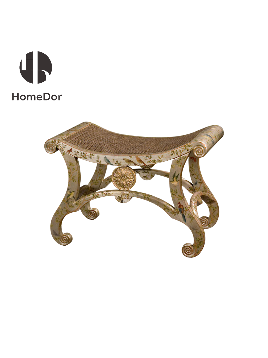 HomeDor × FH&Home | Chinoiserie Elegant Scroll Leg Accent Stool