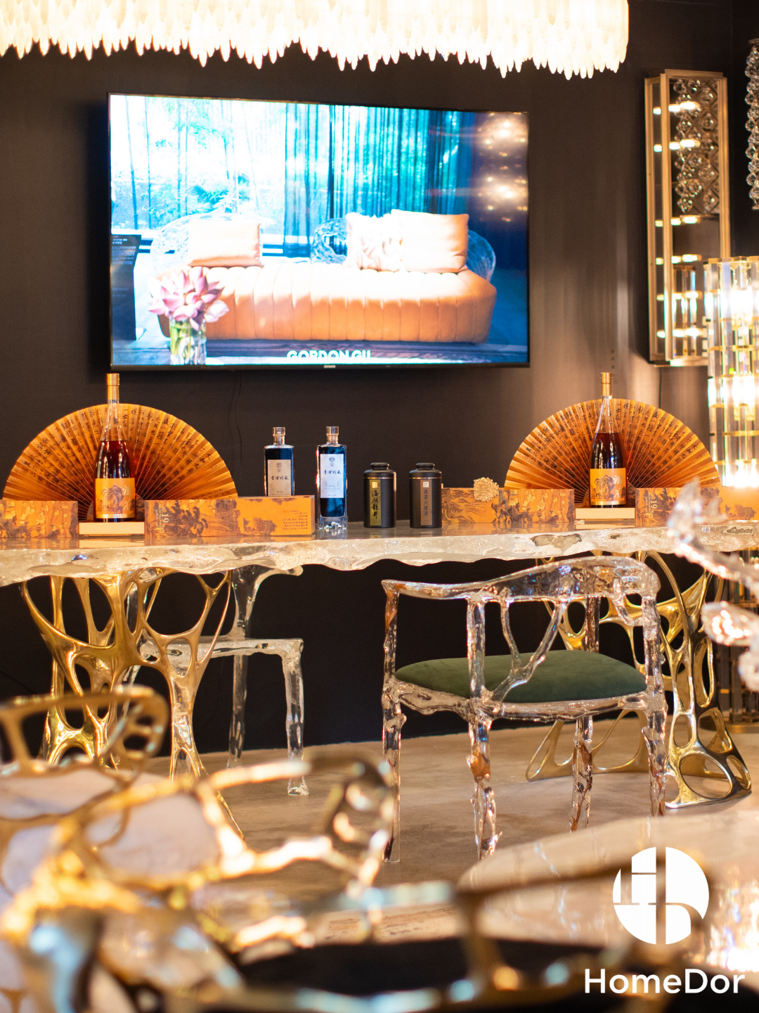 Luxury Tree Grain Glacier Crystal Artistic Long Table by Gordon Gu