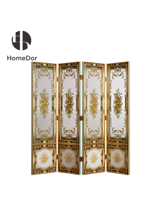HomeDor × FH&Home | Luxury Four-Panel Double-Sided Glass Room Divider