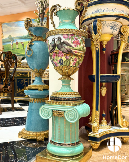 Emerald Garden Lovebird Monumental Floor Vases