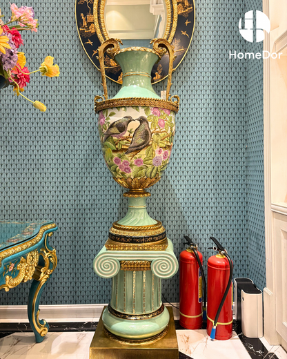 Emerald Garden Lovebird Monumental Floor Vases