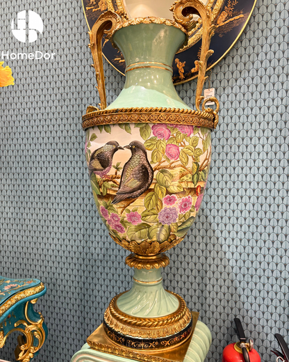 Emerald Garden Lovebird Monumental Floor Vases