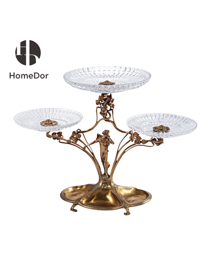 HomeDor Opulent Gilded Angel Crystal Serving Set