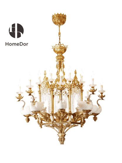 HomeDor × FH&Home | Baroque Elegance Porcelain Swan Chandelier