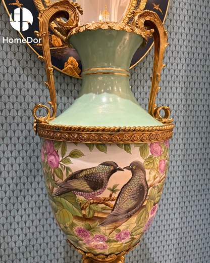 Emerald Garden Lovebird Monumental Floor Vases