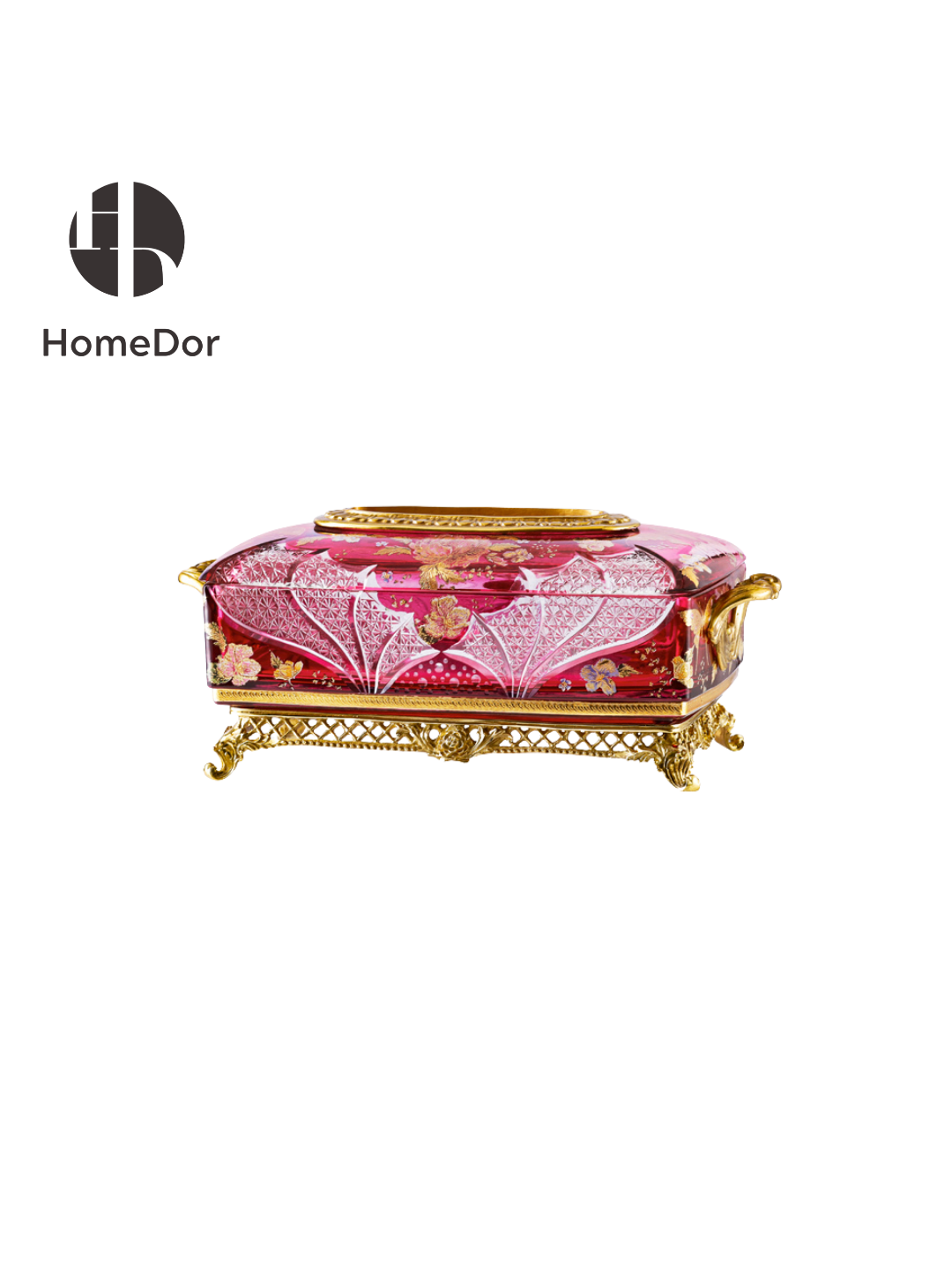 HomeDor × FH&Home | Aurora Glass Pink Etched Floral Set