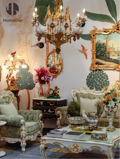 HomeDor × FH&Home | Baroque Elegance Porcelain Swan Chandelier