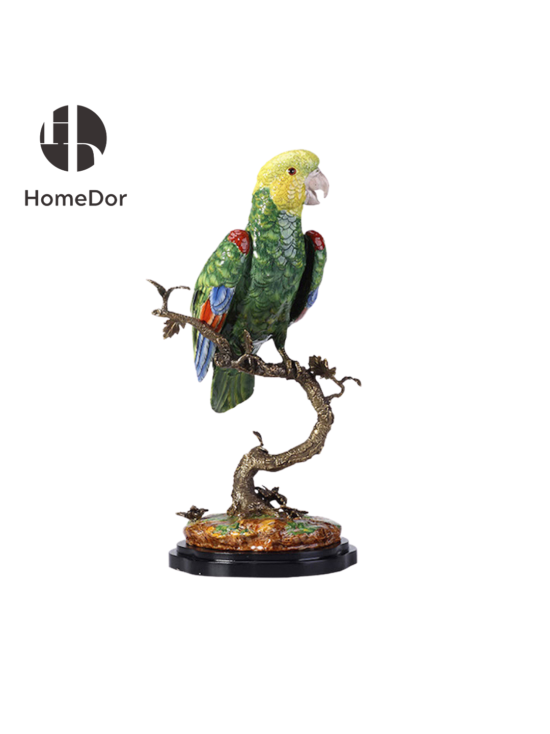 HomeDor × FH&Home | Artistic Green Parrot Figurine Table Decor