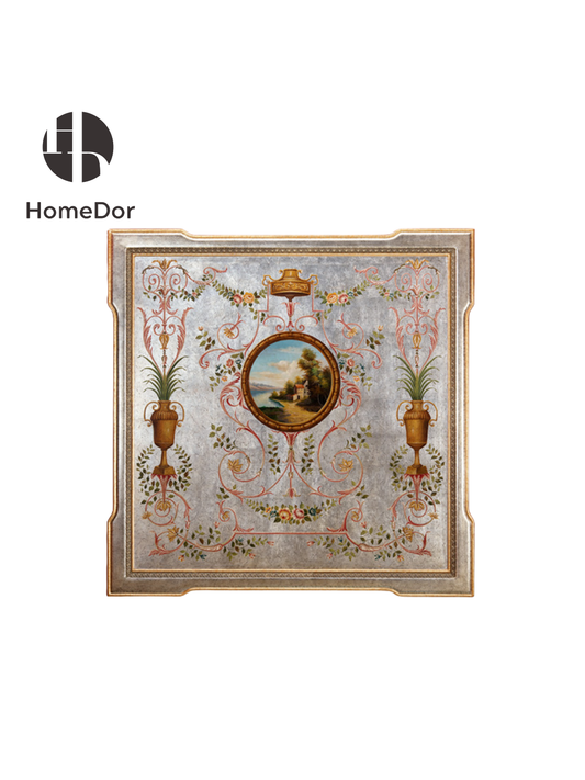 HomeDor HomeDor × FH&Home | Classic Style Exquisite Hand-painted Intricate Foliage Patterns Wall Decor with Copper Edging-Wall Decor-W127cm × D4cm × H127cm-