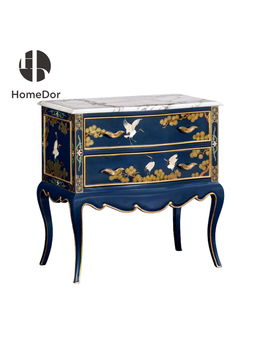 HomeDor × FH&Home | Luxury Chinoiserie Hand-Painted Crane & Pine Dresser