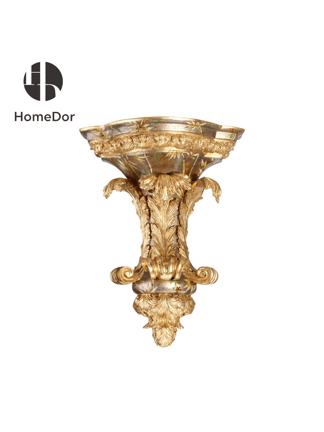 HomeDor HomeDor × FH&Home | European Classical Style Wall Decor with Relief Motifs-Champagne: L44cm × W22cm × H56cm-