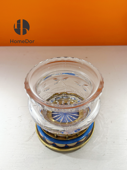 HomeDor HomeDor × FH&Home | Prague Collection Luxury Floral-etched Crystal Glass Fruit Platter-L15cm × W15cm × H12cm-