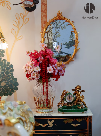 HomeDor × FH&Home | Ornate Gold Frame Chinoiserie Bird Mirror Art Wall Decor Set