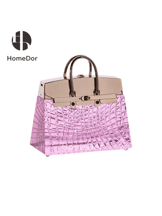 HomeDor × FH&amp;Home | مصباح طاولة زجاجي وردي على شكل حقيبة يد