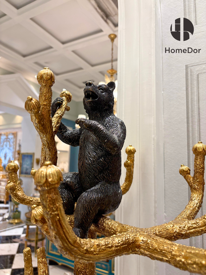 HomeDor Unique Tree Branch Style & Decorative Bear Coat Rack with Mirror