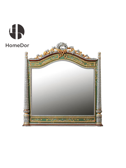 HomeDor HomeDor × FH&Home | Exquisite Baroque Decorative Mirror with Floral Patterns-Wall Decor-L149cm × W10cm × H156cm-