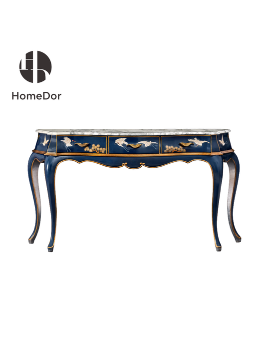 HomeDor × FH&Home | Luxury Chinoiserie Hand-Painted Crane & Pine Console Table