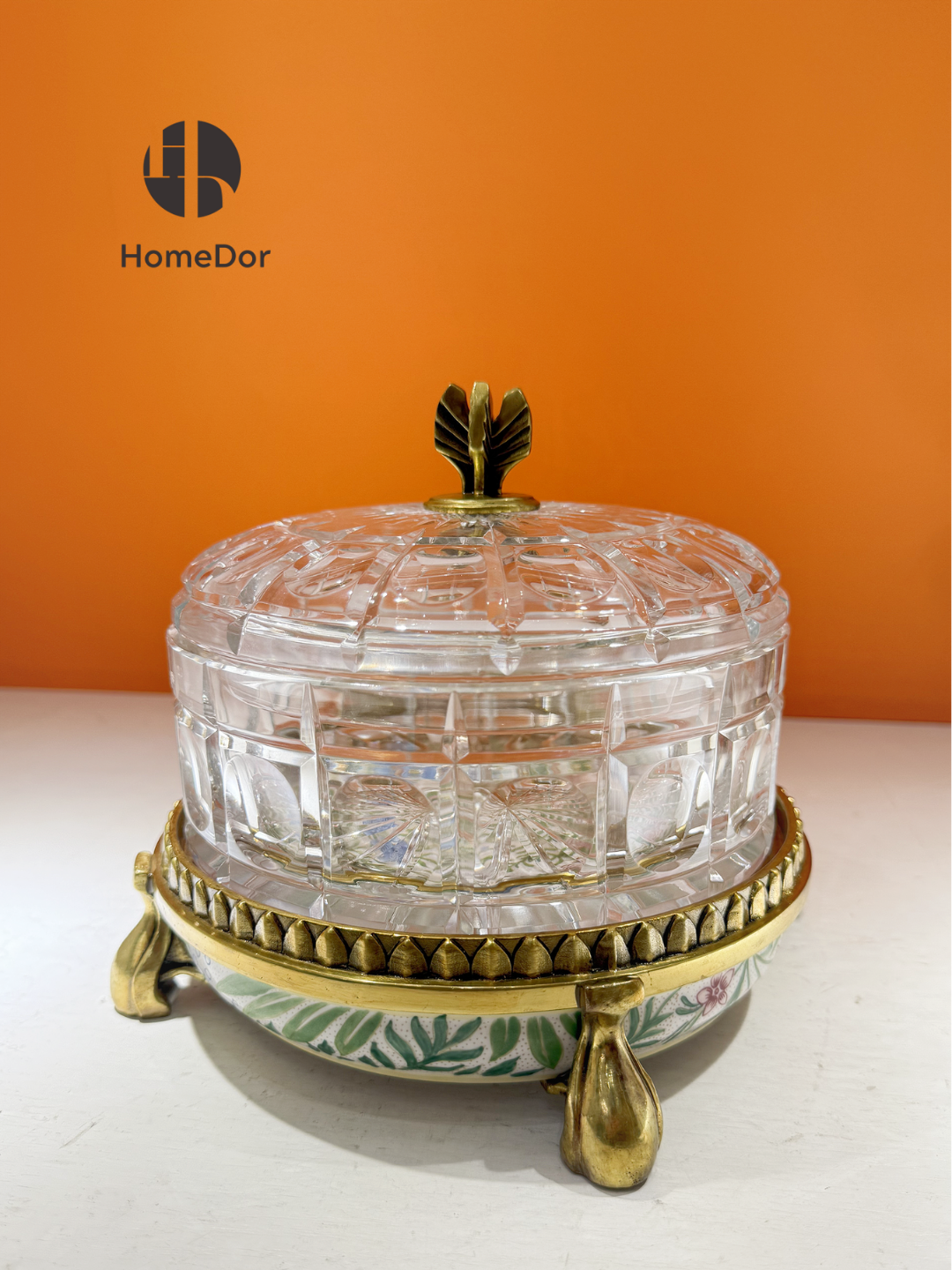 HomeDor HomeDor × FH&Home | Prague Collection Elegant Nature-inspired Crystal Glass Decorative Canister-Decorative Canisters-L18cm × W18cm × H19cm-