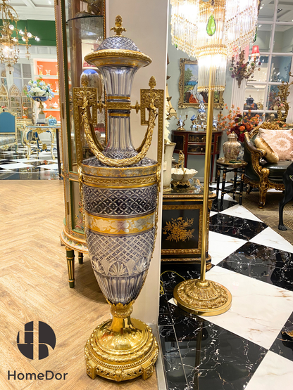 French Palace Monumental Cut Glass Floor Vase