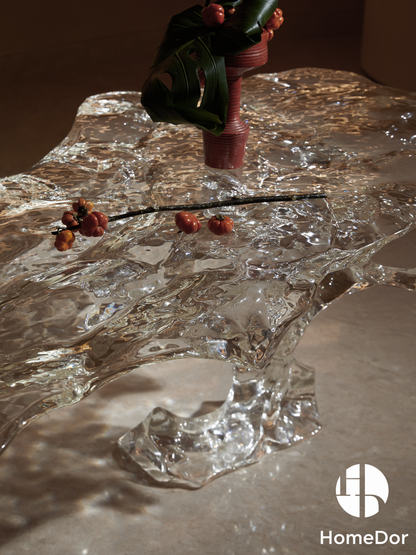 Luxury Ten Facets Elegance Artisan-Made Glacier Crystal Table by Gordon Gu