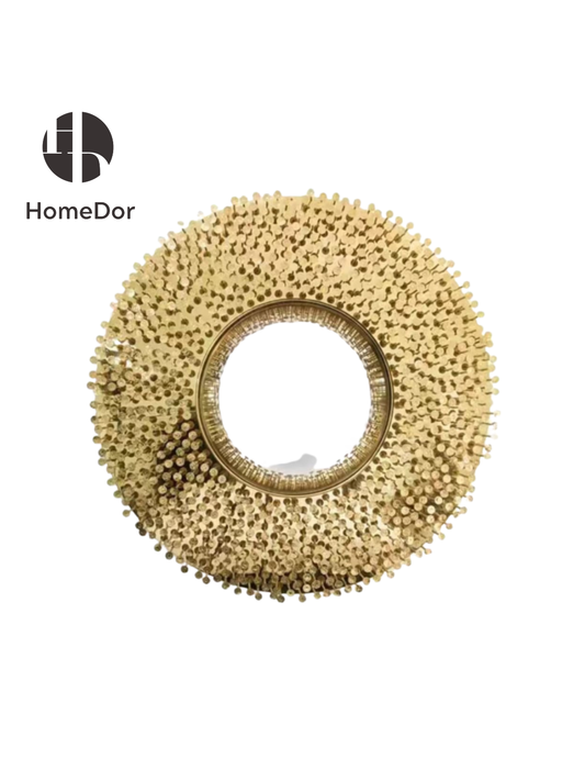 HomeDor HomeDor Luxury Golden Nails Round Mirror-Wall Decor-W120cm * D15cm-