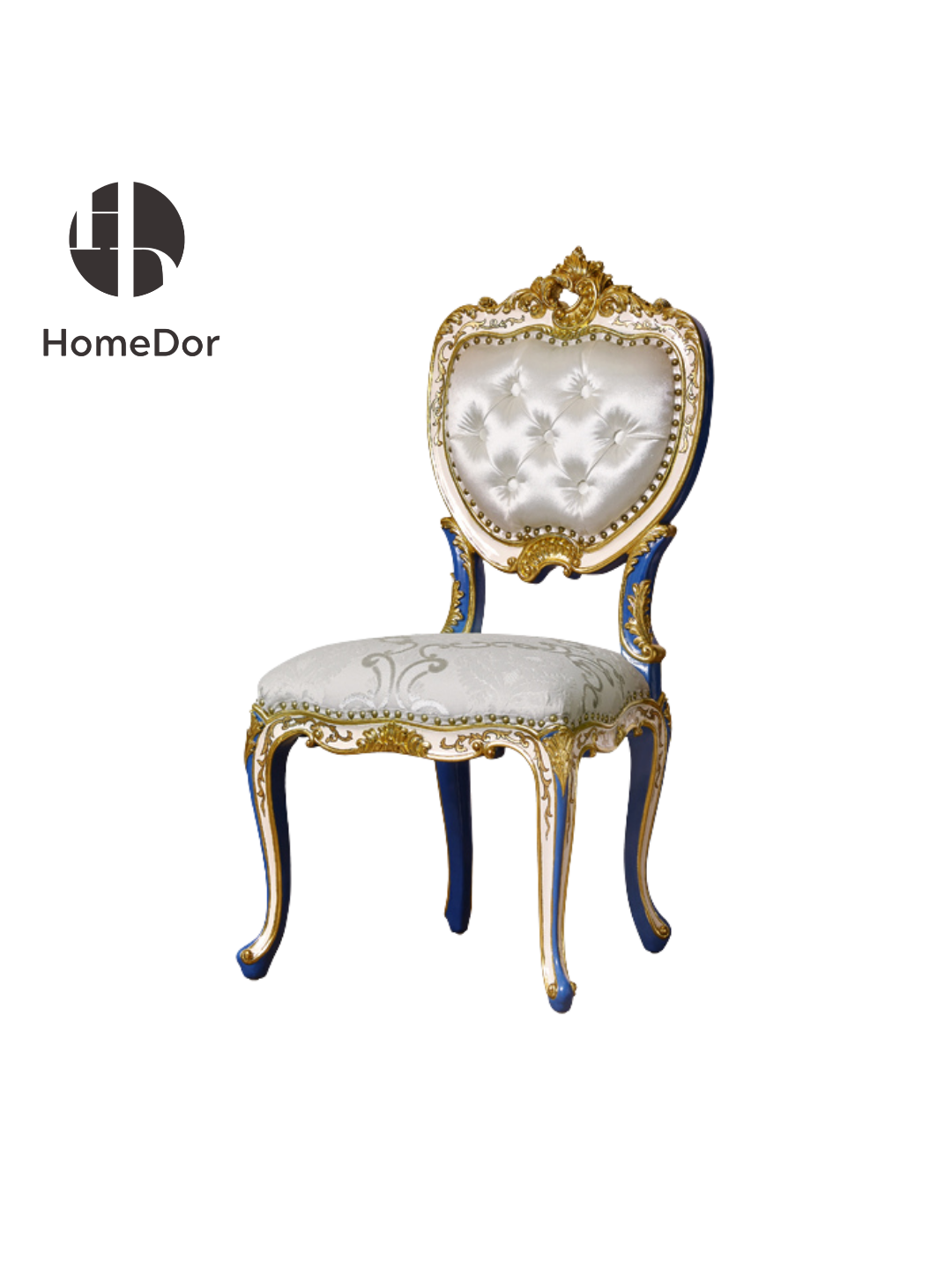 HomeDor × FH&Home | Luxury Vintage European-Style Vanity Gold Leaf Side Chair