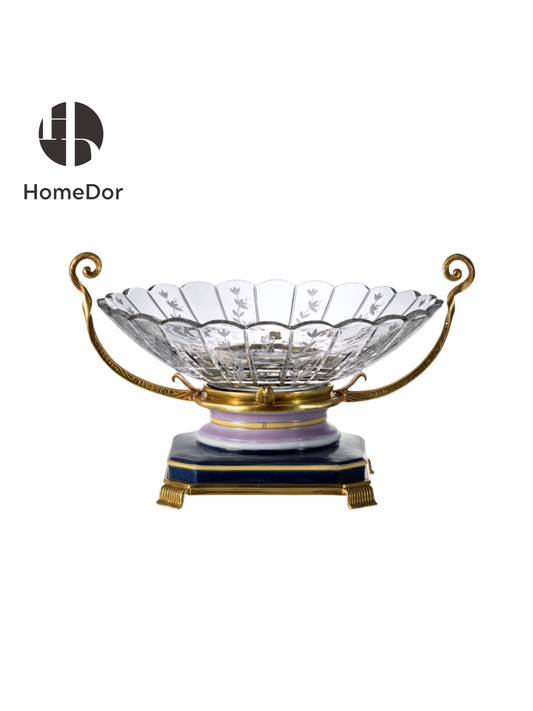 HomeDor HomeDor × FH&Home | Prague Collection Rococo-inspired Crystal Glass Fruit Platter-L34cm × W29cm × H20cm-