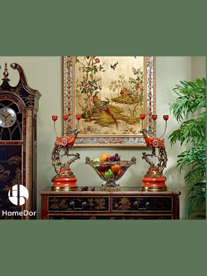 هومدور × إف إتش آند هوم | حامل شموع فينيكس شرقي فاخر من البورسلين والنحاس