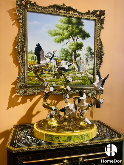 HomeDor Chinoiserie Luxury Flying Cranes Branch Art Sculpture