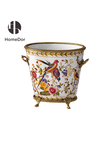 HomeDor Chinoiserie Garden Bird Motif Gilded Decor Set