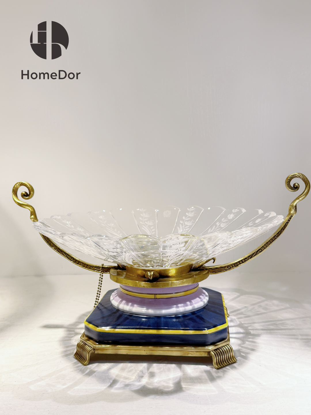 HomeDor HomeDor × FH&Home | Prague Collection Rococo-inspired Crystal Glass Fruit Platter-L34cm × W29cm × H20cm-