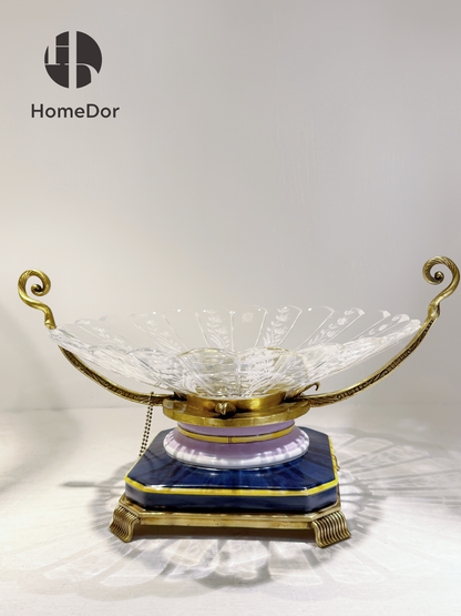 HomeDor HomeDor × FH&Home | Prague Collection Rococo-inspired Crystal Glass Fruit Platter-L34cm × W29cm × H20cm-