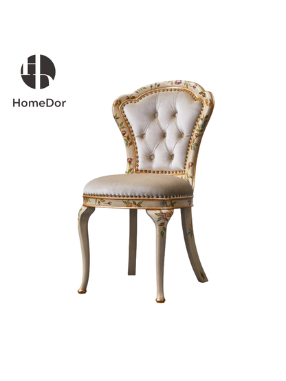 HomeDor × FH&Home | Luxury Rococo Hand-Painted Floral Vanity Chair