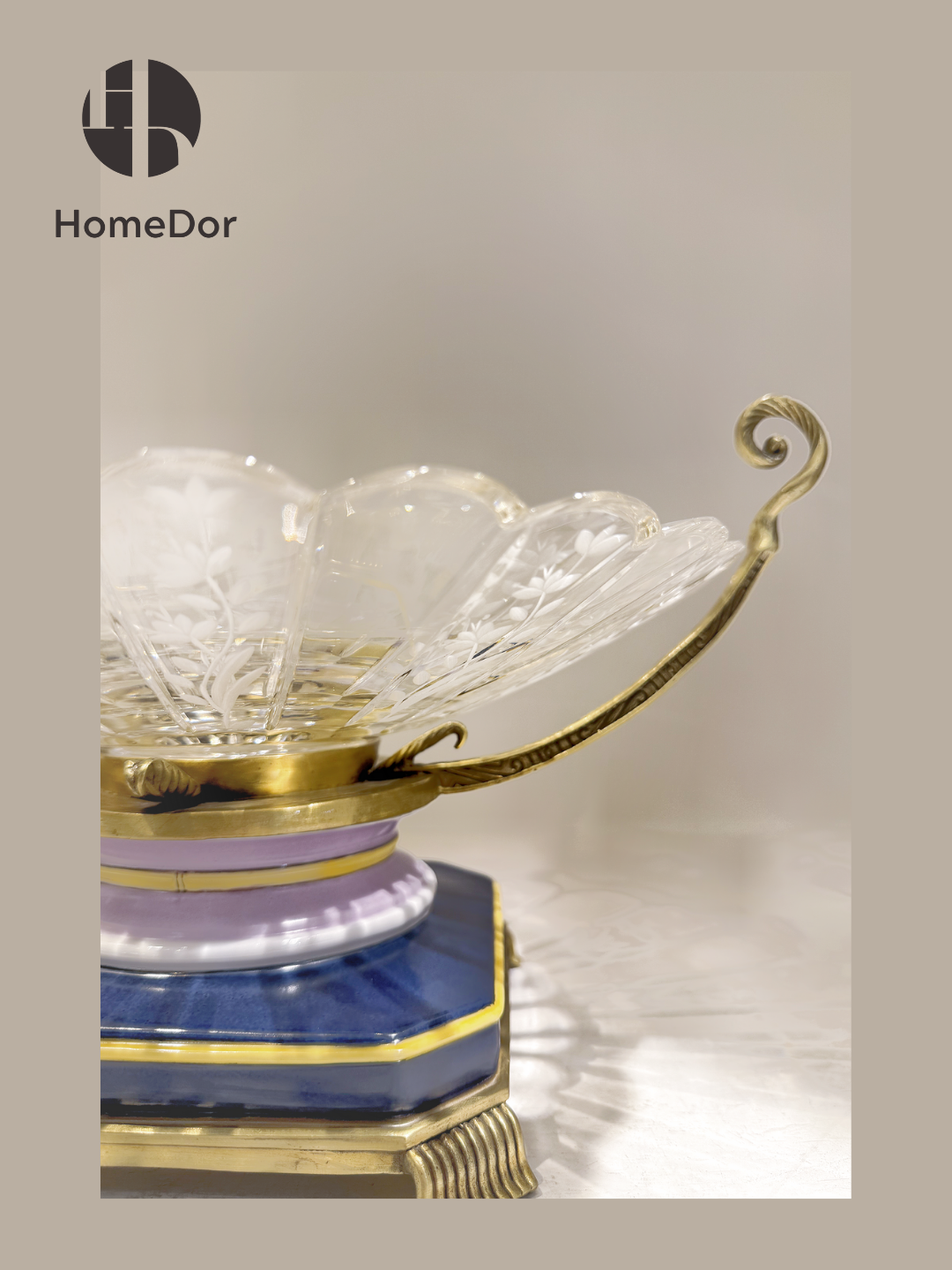 HomeDor HomeDor × FH&Home | Prague Collection Rococo-inspired Crystal Glass Fruit Platter-L34cm × W29cm × H20cm-